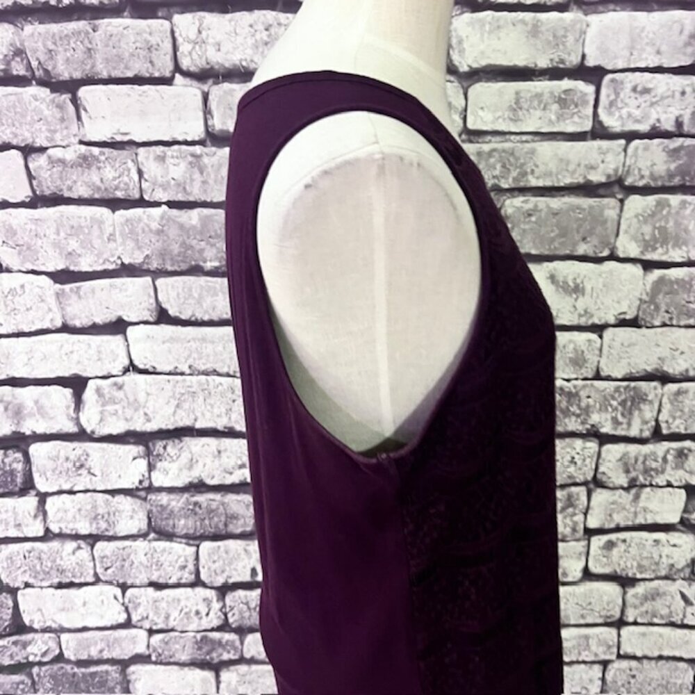 LOFT Purple Lace Front Sleeveless Top Size L - Picture 8 of 9